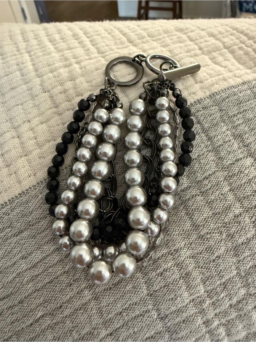 Premier Designs - Gun Metal - 6 strands faux pearls and gemstones